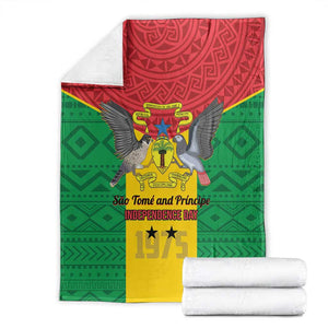 Sao Tome and Principe Independence Day Blanket Coat Of Arms Mix African Pattern