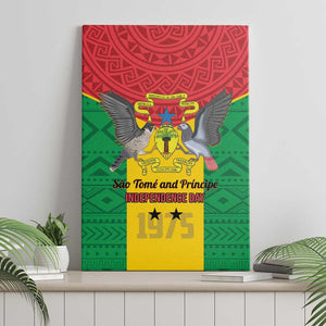 Sao Tome and Principe Independence Day Canvas Wall Art Coat Of Arms Mix African Pattern