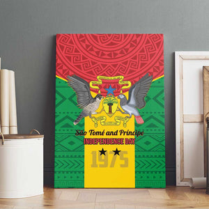 Sao Tome and Principe Independence Day Canvas Wall Art Coat Of Arms Mix African Pattern