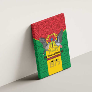 Sao Tome and Principe Independence Day Canvas Wall Art Coat Of Arms Mix African Pattern