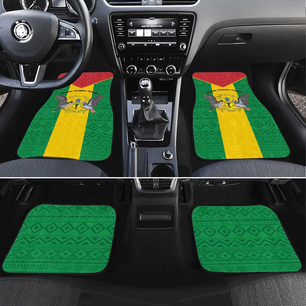 Sao Tome and Principe Independence Day Car Mats Coat Of Arms Mix African Pattern