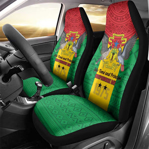 Sao Tome and Principe Independence Day Car Seat Cover Coat Of Arms Mix African Pattern