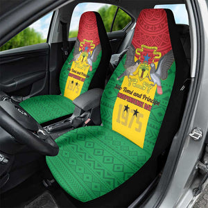 Sao Tome and Principe Independence Day Car Seat Cover Coat Of Arms Mix African Pattern