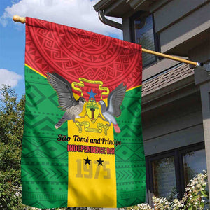 Sao Tome and Principe Independence Day Garden Flag Coat Of Arms Mix African Pattern