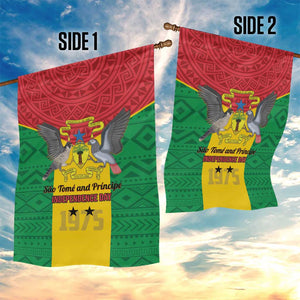 Sao Tome and Principe Independence Day Garden Flag Coat Of Arms Mix African Pattern