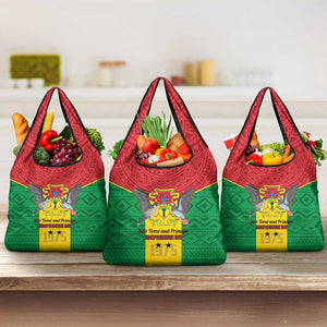 Sao Tome and Principe Independence Day Grocery Bag Coat Of Arms Mix African Pattern