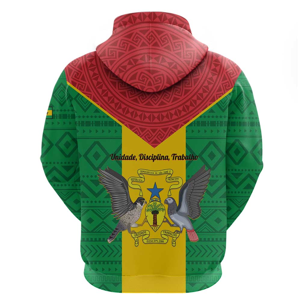 Sao Tome and Principe Independence Day Hoodie Coat Of Arms Mix African Pattern