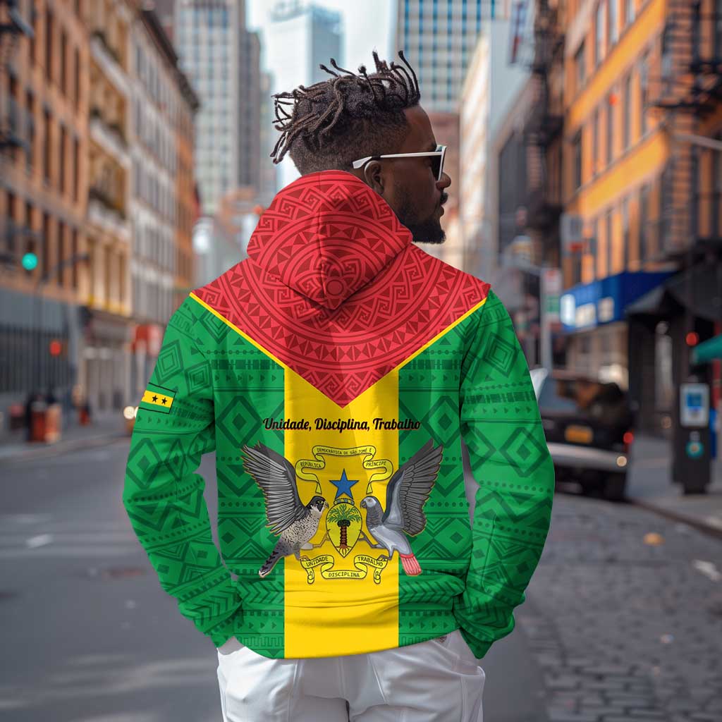 Sao Tome and Principe Independence Day Hoodie Coat Of Arms Mix African Pattern