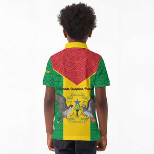 Sao Tome and Principe Independence Day Kid Polo Shirt Coat Of Arms Mix African Pattern