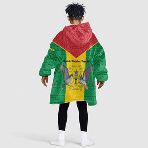 Sao Tome and Principe Independence Day KId Wearable Blanket Hoodie Coat Of Arms Mix African Pattern