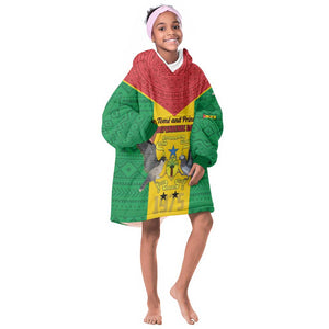 Sao Tome and Principe Independence Day KId Wearable Blanket Hoodie Coat Of Arms Mix African Pattern