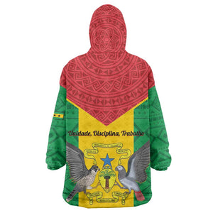 Sao Tome and Principe Independence Day KId Wearable Blanket Hoodie Coat Of Arms Mix African Pattern