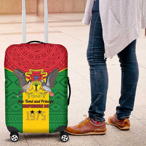 Sao Tome and Principe Independence Day Luggage Cover Coat Of Arms Mix African Pattern