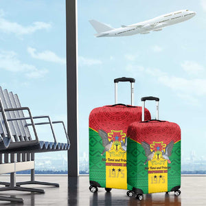 Sao Tome and Principe Independence Day Luggage Cover Coat Of Arms Mix African Pattern