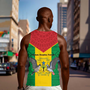 Sao Tome and Principe Independence Day Men Tank Top Coat Of Arms Mix African Pattern