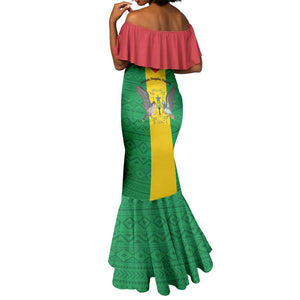 Sao Tome and Principe Independence Day Mermaid Dress Coat Of Arms Mix African Pattern