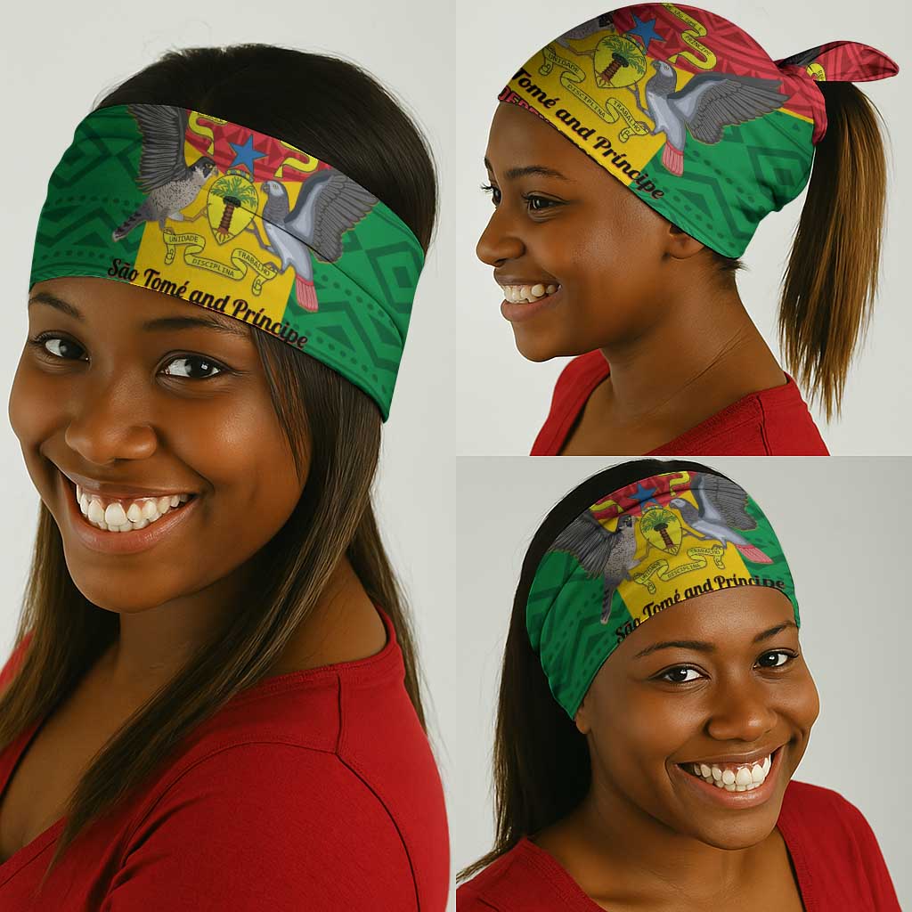 Sao Tome and Principe Independence Day Neck Gaiter Coat Of Arms Mix African Pattern LT01