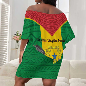 Sao Tome and Principe Independence Day Off Shoulder Short Dress Coat Of Arms Mix African Pattern LT01