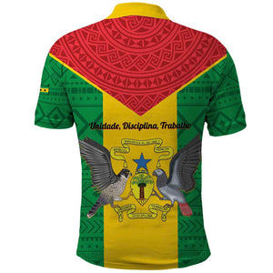 Sao Tome and Principe Independence Day Polo Shirt Coat Of Arms Mix African Pattern