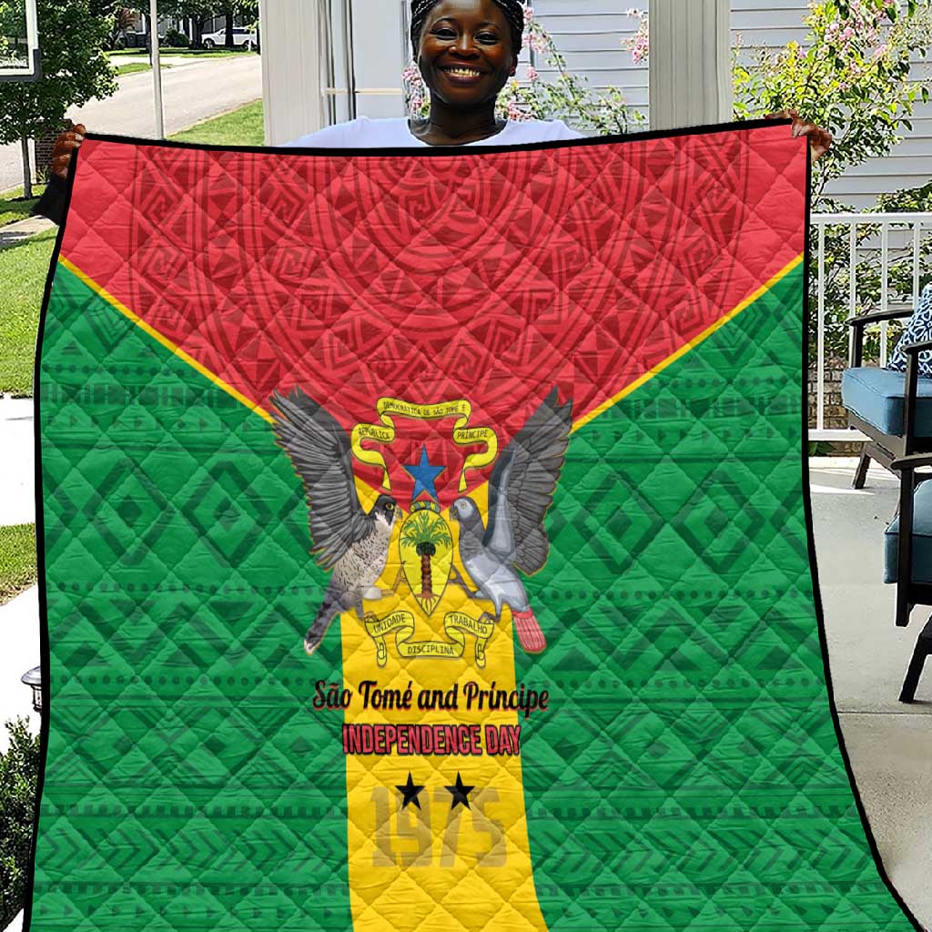 Sao Tome and Principe Independence Day Quilt Coat Of Arms Mix African Pattern