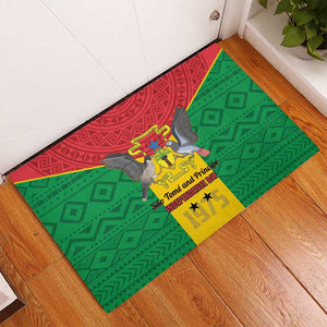 Sao Tome and Principe Independence Day Rubber Doormat Coat Of Arms Mix African Pattern