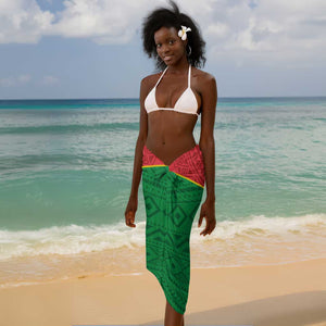 Sao Tome and Principe Independence Day Sarong Coat Of Arms Mix African Pattern