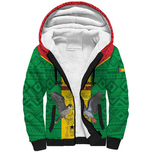 Sao Tome and Principe Independence Day Sherpa Hoodie Coat Of Arms Mix African Pattern