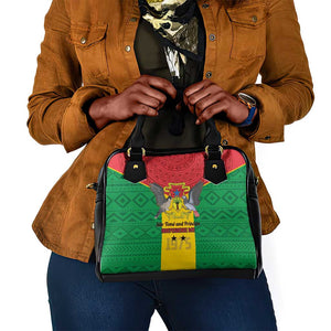 Sao Tome and Principe Independence Day Shoulder Handbag Coat Of Arms Mix African Pattern