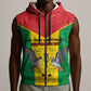 Sao Tome and Principe Independence Day Sleeveless Zip Hoodie Coat Of Arms Mix African Pattern - African Pride