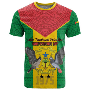 Sao Tome and Principe Independence Day T shirt Coat Of Arms Mix African Pattern