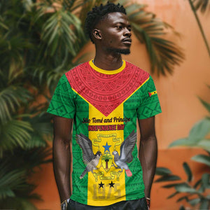 Sao Tome and Principe Independence Day T shirt Coat Of Arms Mix African Pattern