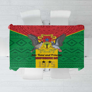 Sao Tome and Principe Independence Day Tablecloth Coat Of Arms Mix African Pattern