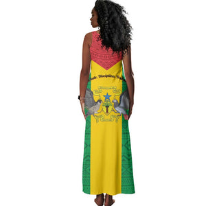 Sao Tome and Principe Independence Day Tank Maxi Dress Coat Of Arms Mix African Pattern