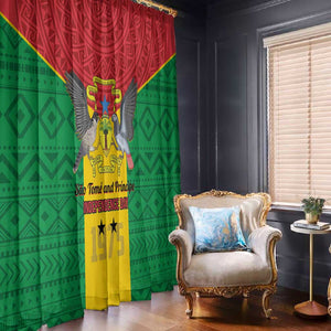 Sao Tome and Principe Independence Day Window Curtain Coat Of Arms Mix African Pattern