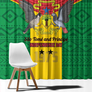 Sao Tome and Principe Independence Day Window Curtain Coat Of Arms Mix African Pattern