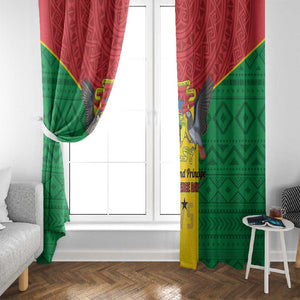 Sao Tome and Principe Independence Day Window Curtain Coat Of Arms Mix African Pattern