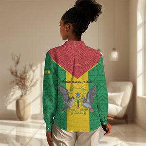 Sao Tome and Principe Independence Day Women Casual Shirt Coat Of Arms Mix African Pattern