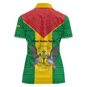 Sao Tome and Principe Independence Day Women Polo Shirt Coat Of Arms Mix African Pattern