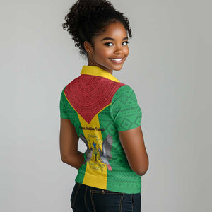 Sao Tome and Principe Independence Day Women Polo Shirt Coat Of Arms Mix African Pattern