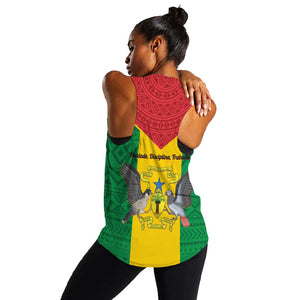 Sao Tome and Principe Independence Day Women Racerback Tank Coat Of Arms Mix African Pattern