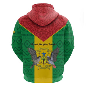 Sao Tome and Principe Independence Day Zip Hoodie Coat Of Arms Mix African Pattern