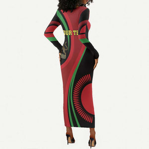 Malawi Independence Day Long Sleeve Bodycon Dress Unity and Freedom