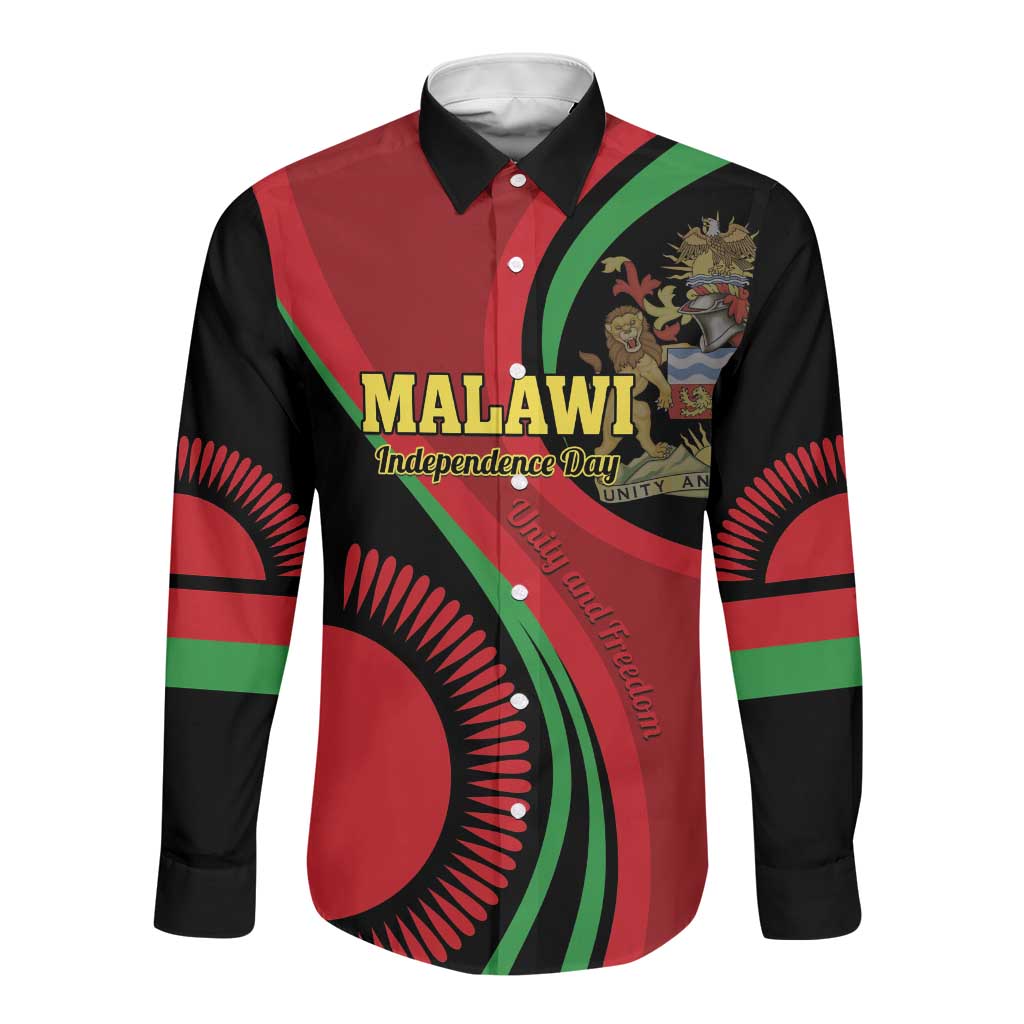 Malawi Independence Day Long Sleeve Button Shirt Unity and Freedom