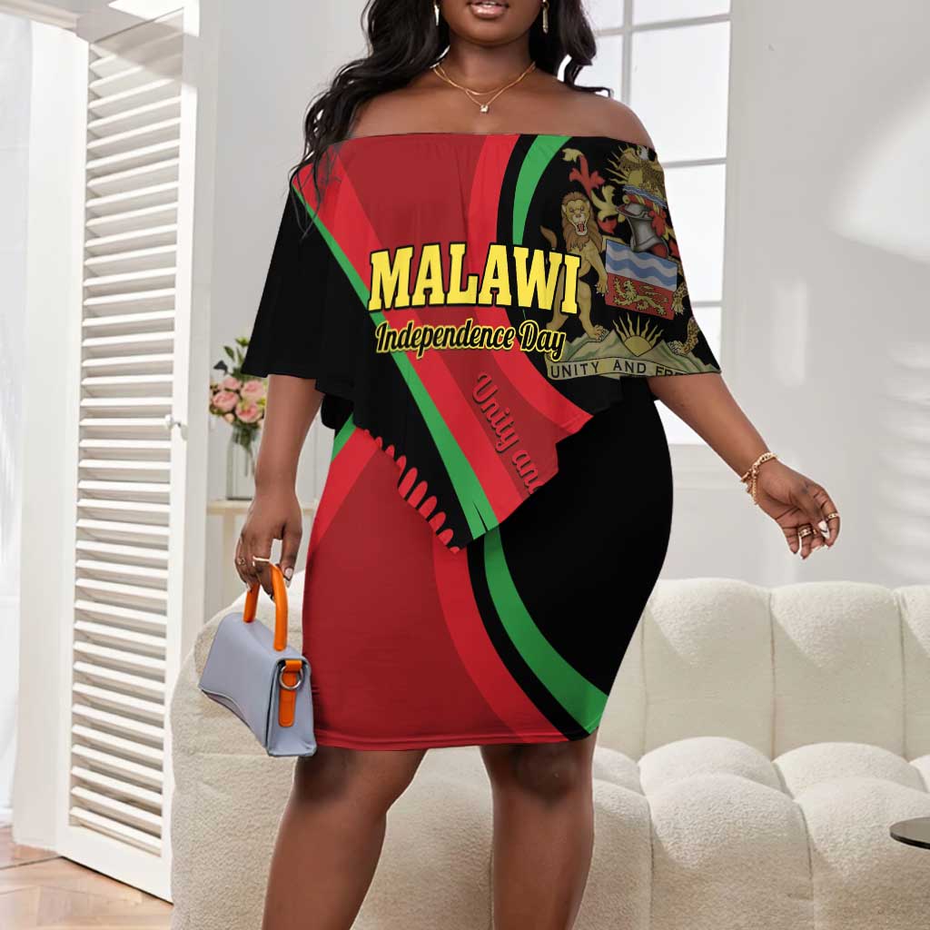 Malawi Independence Day Off Shoulder Short Dress Unity and Freedom LT01