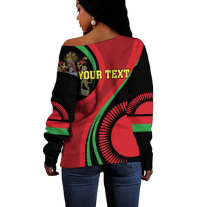 Malawi Independence Day Off Shoulder Sweater Unity and Freedom