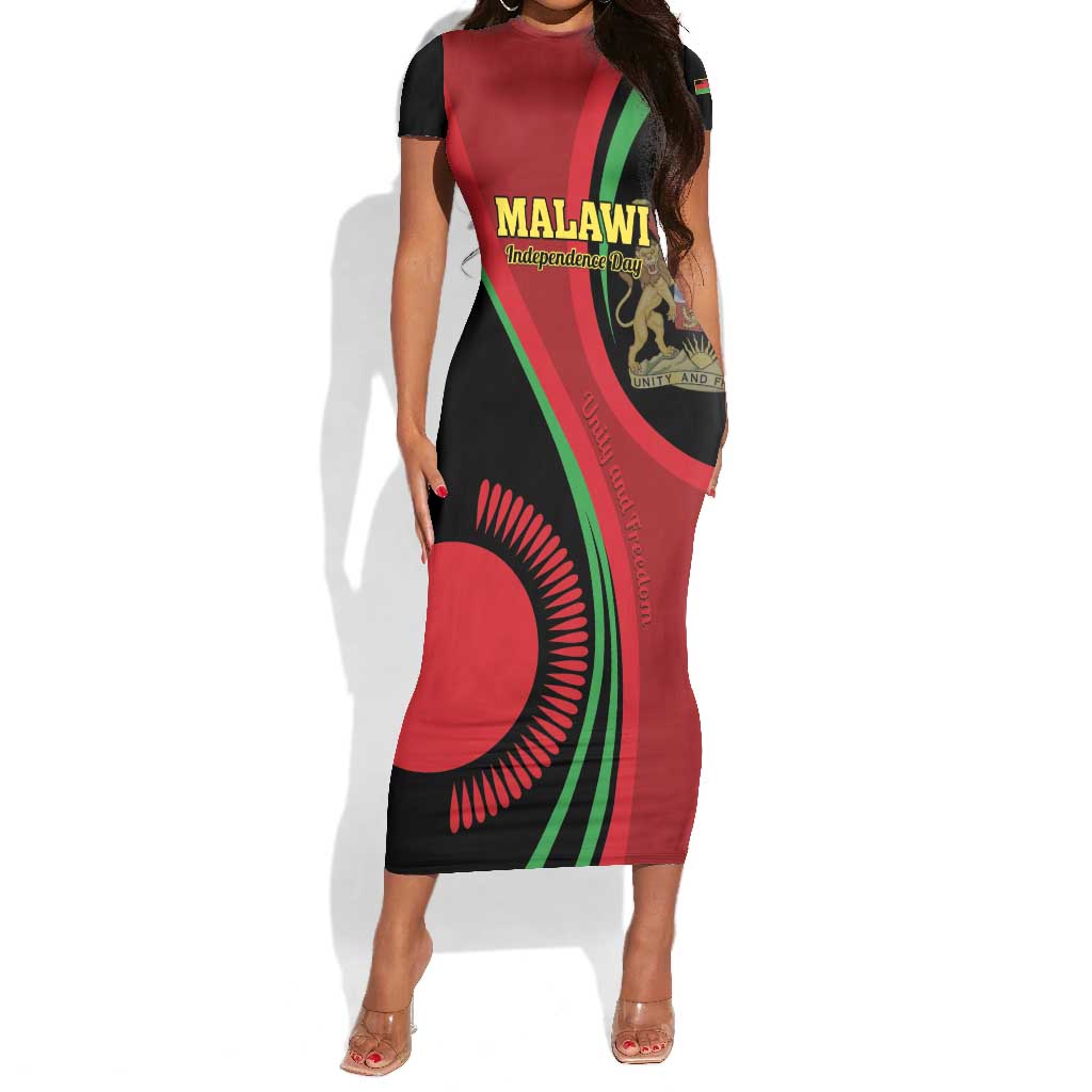 Malawi Independence Day Short Sleeve Bodycon Dress Unity and Freedom