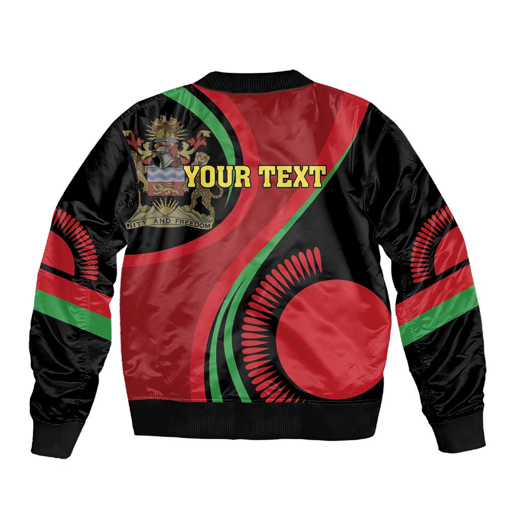Malawi Independence Day Sleeve Zip Bomber Jacket Unity and Freedom