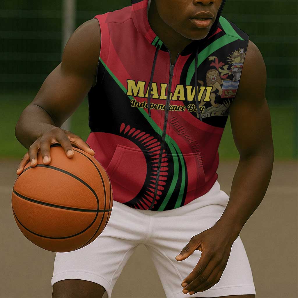 Malawi Independence Day Sleeveless Zip Hoodie Unity and Freedom - African Pride