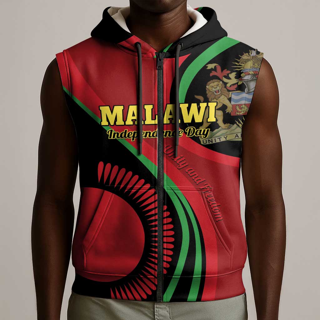 Malawi Independence Day Sleeveless Zip Hoodie Unity and Freedom - African Pride