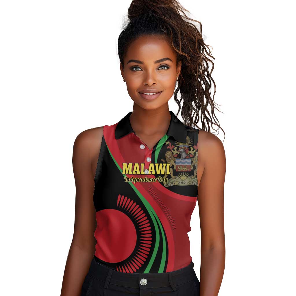 Malawi Independence Day Women Sleeveless Polo Shirt Unity and Freedom